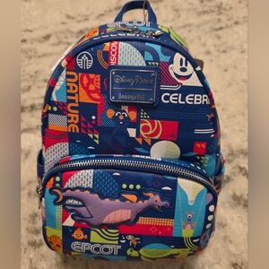 Loungefly Navy Multicolor EPCOT Celebration Mini Backpack